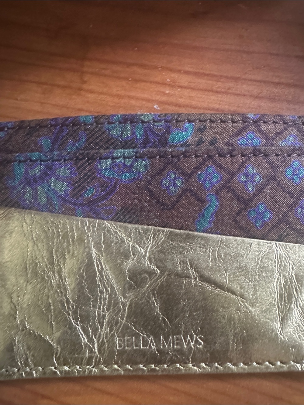Bella Mews Gold and Teal Floral Cardholder - Picture 4 of 5